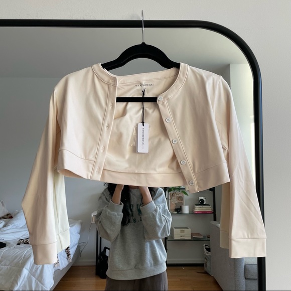 WeWoreWhat Cropped Cardigan, White - XS - Picture 2 of 5
